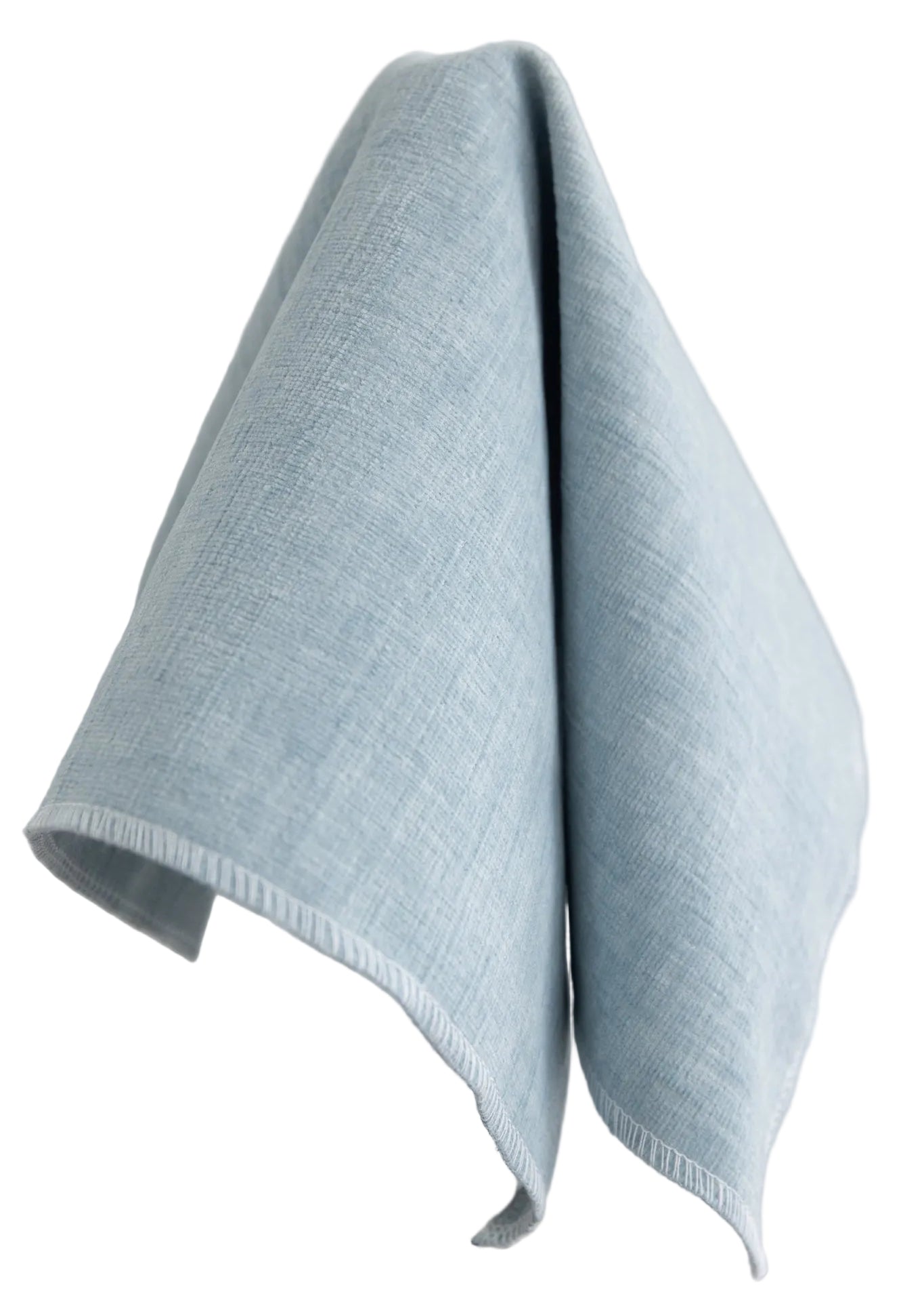The Addison Queen Platform Bed - Scalloped Legs - Performance Chenille Fabric Seafoam Blue - White Trim