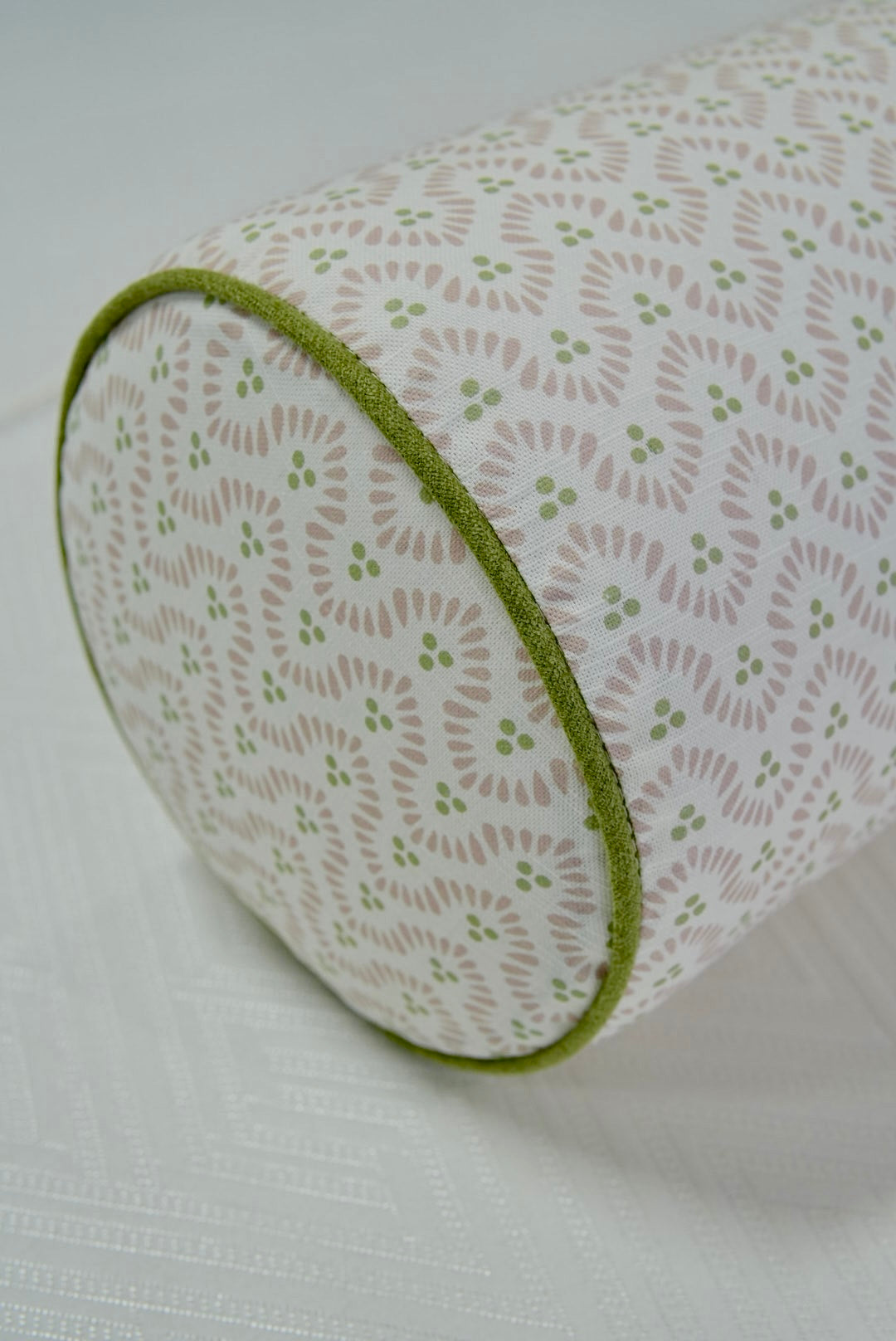 Handcrafted Bolster Pillow – Anna French Wynford Blush Fabric - Foam Insert