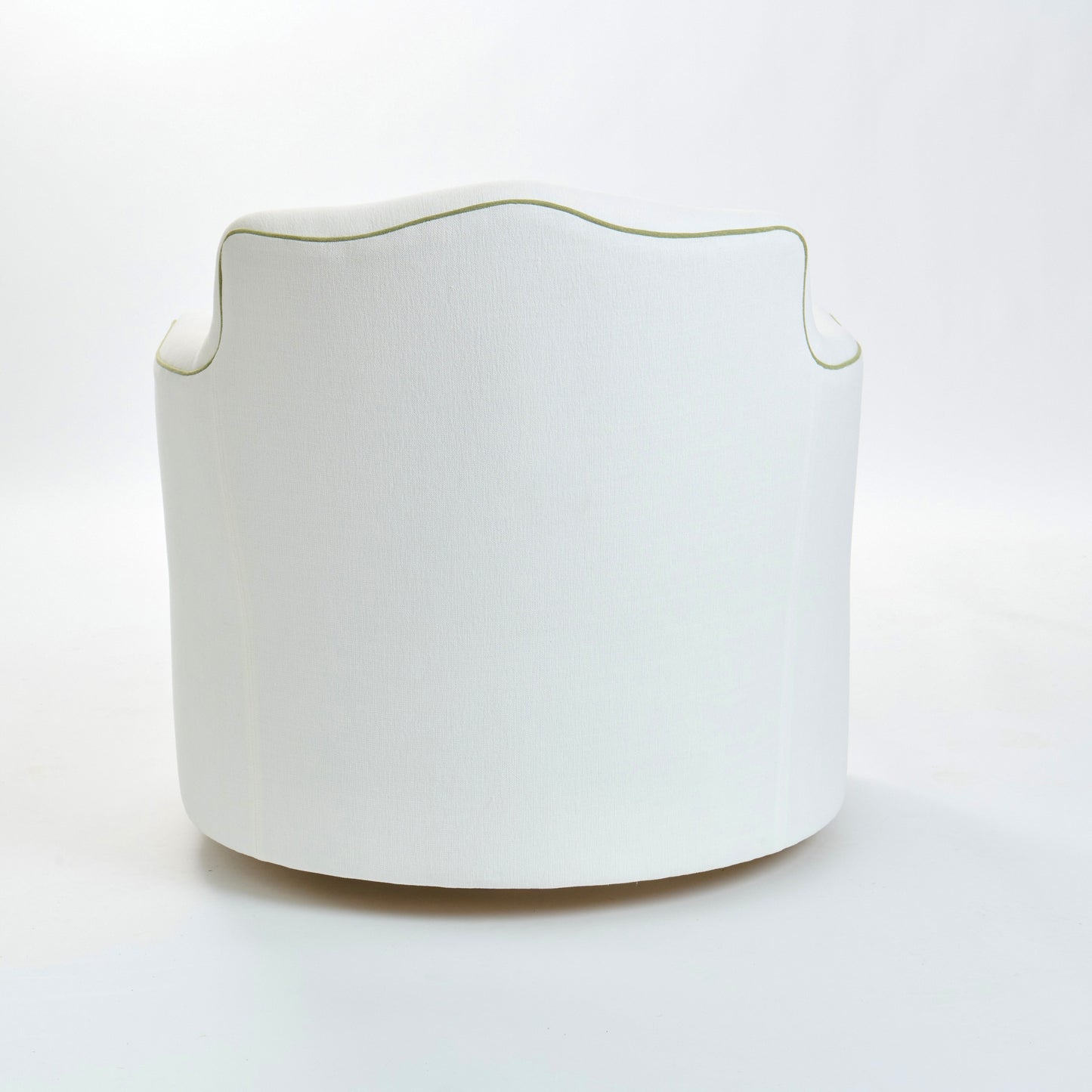 The Scarlett Swivel Chair: Crypton Off-White Fabric - Green Trim