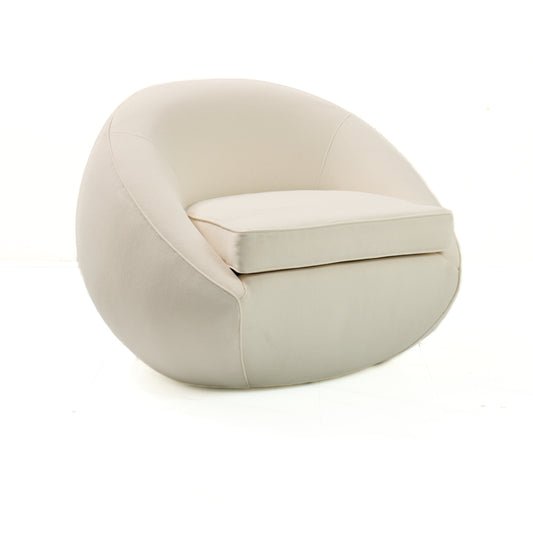 Modern Stationary Pod Chairs - Cream Upholstered Lounge Accent Chair