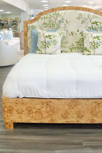 65"H Mappa Burlwood King Bed - Upholstered in Katsura Thibaut Fabric - Blue Trim