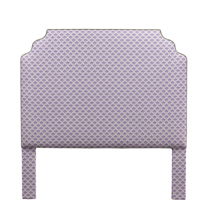 65”H Queen Headboard Only - Juliette Lavender Floral Linen Fabric - Green Trim