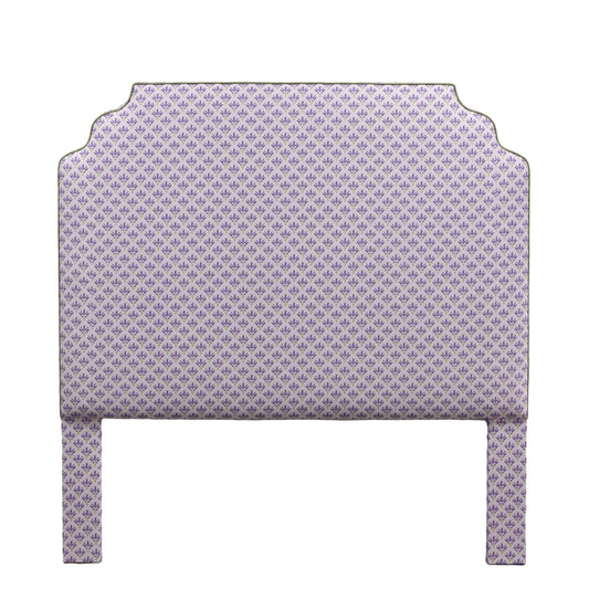 65”H Queen Headboard Only - Juliette Lavender Floral Linen Fabric - Green Trim