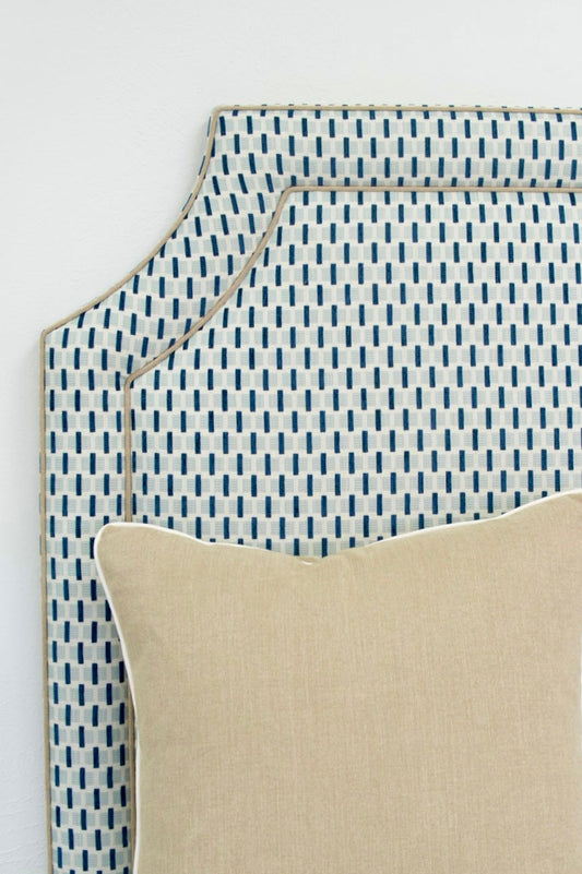 65”H Queen Headboard Only - Chenille Jacquard - Mushroom Trim