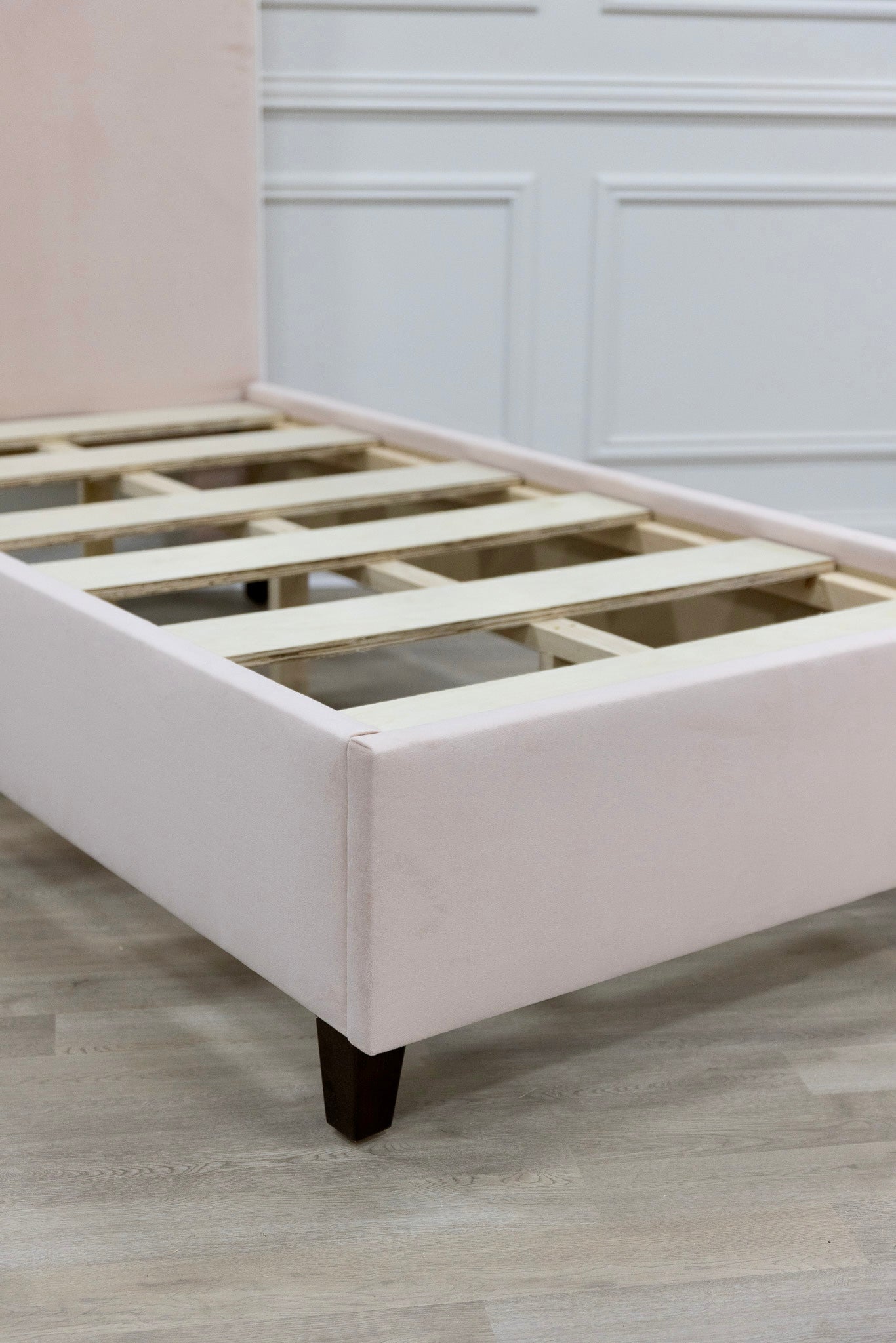 The Lilliane Twin Bed - Performance Velvet Fabric Rose Pink - White Trim