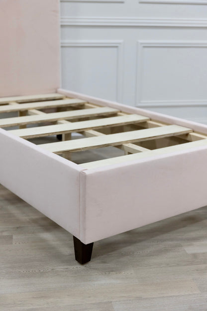 The Lilliane Twin Bed - Performance Velvet Fabric Rose Pink - White Trim