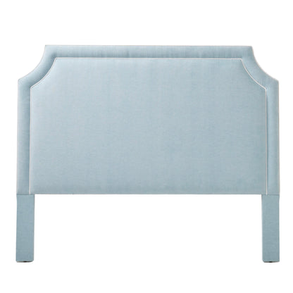 The Addison King Headboard - Performance Seafoam Blue Chenille Fabric - White Trim