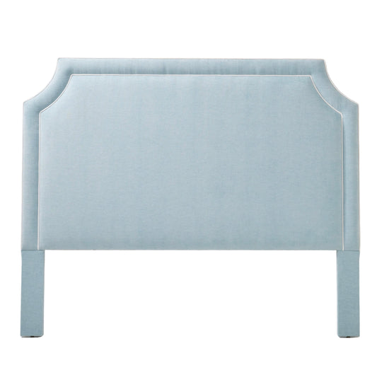 The Addison King Headboard - Performance Seafoam Blue Chenille Fabric - White Trim