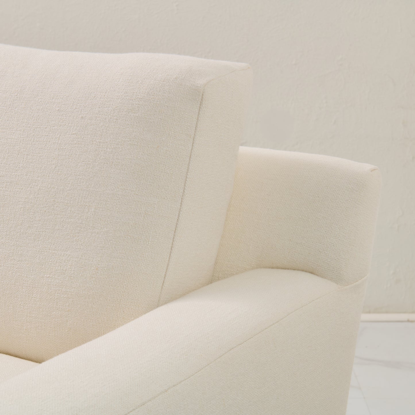 Luxe Feather-Seat Skirted Sofa in Upholstery Linen Fabric – Custom Built
