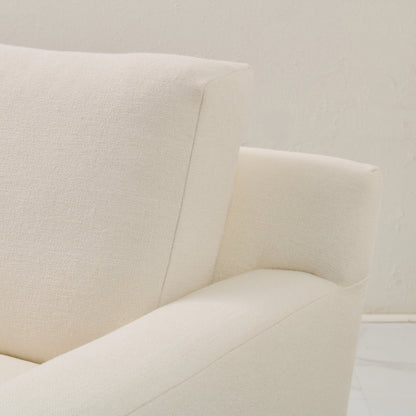 Luxe Feather-Seat Skirted Sofa in Upholstery Linen Fabric – Custom Built