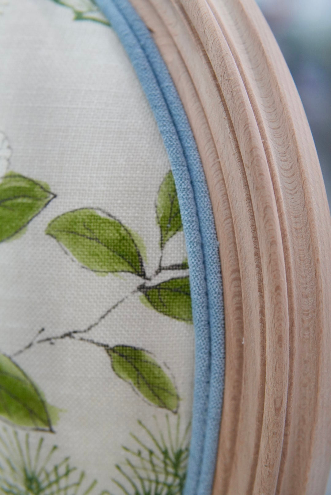 Custom Upholstered Tiny Chair in Thibaut Floral Fabric - Blue Trim