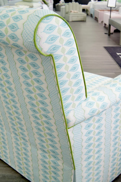 Tight back Waterfall Lounge Chair in Print Fabric - Contrast Piping