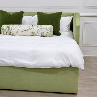 The Addison Twin to King Trundle Daybed - Pistachio Green Woven Fabric - White Trim