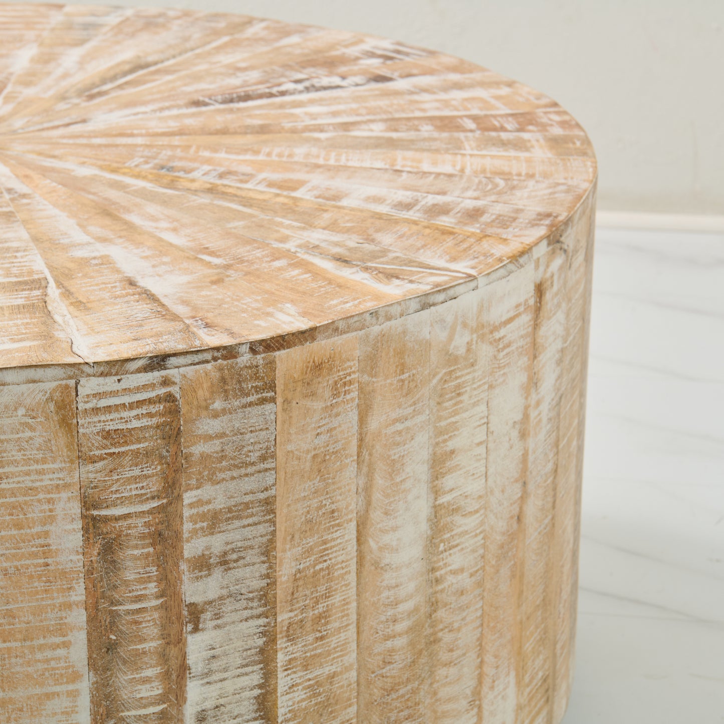 36" Round Distressed Wood Coffee table - Rustic Modern