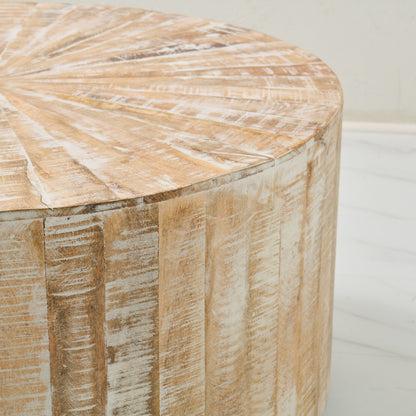 36" Round Distressed Wood Coffee table - Rustic Modern