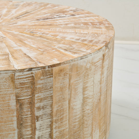 36" Round Distressed Wood Coffee table - Rustic Modern