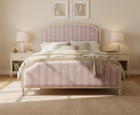 The Arabella King Platform Bed  - Daphne Linen Fabric in Lilac