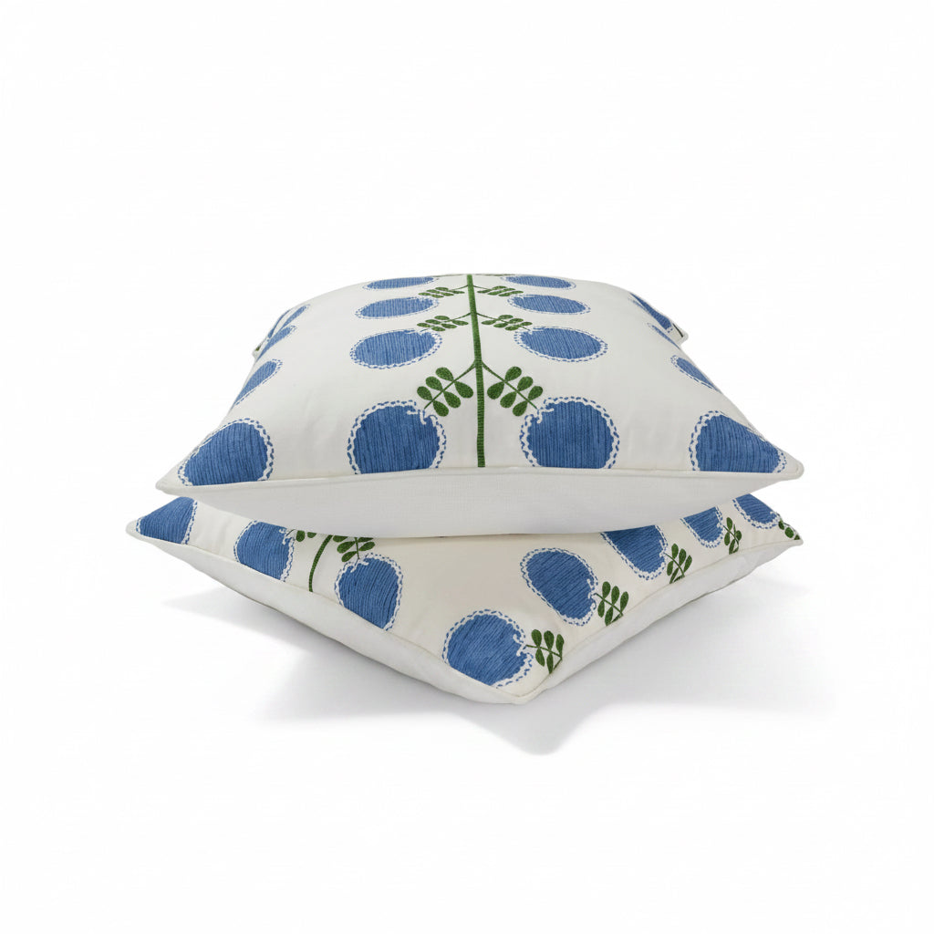 24”x24” Throw Pillow ( Set of 2) - Artha Sapphire Fabricut Fabric - Custom Upholstered Accent Pillows