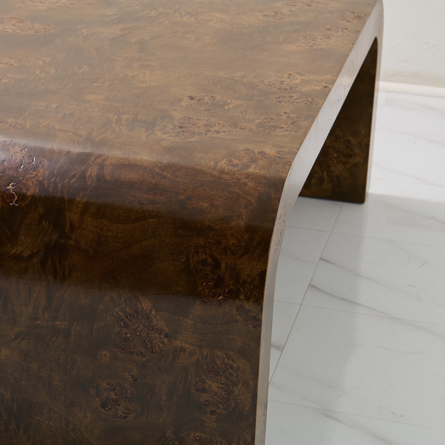 Custom Mappa Burlwood Coffee Table – Mocha Finish