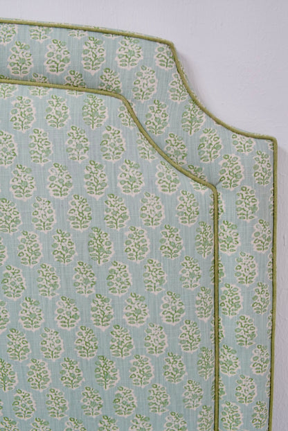 The Aliana Queen Headboard - Perry Floral Green - Pistachio Green Trim