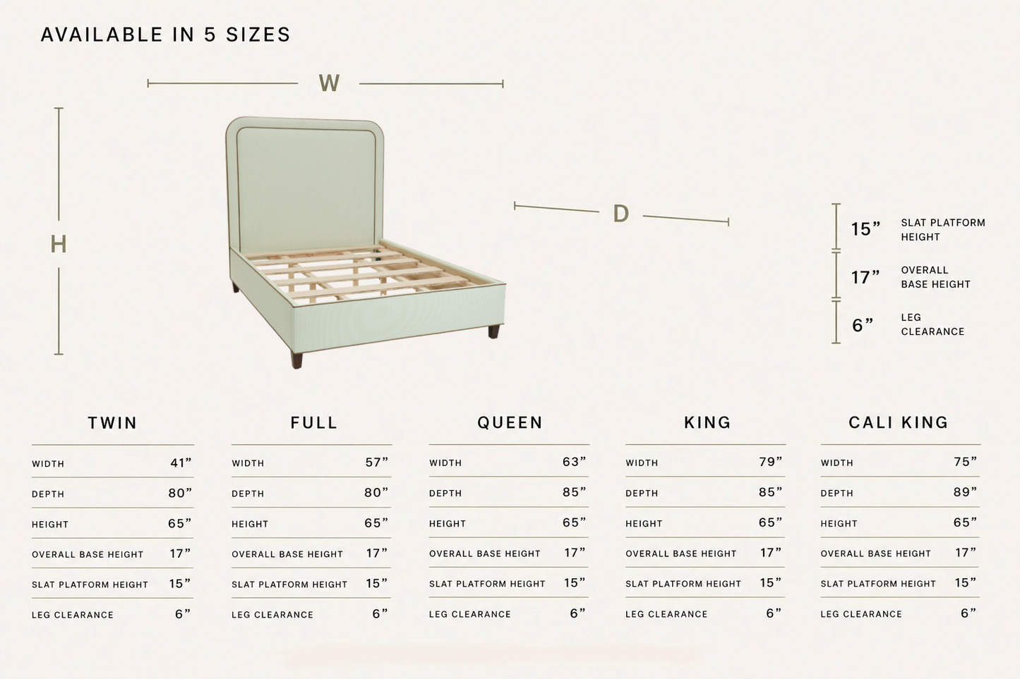 The Lorraine Queen Bed - Striped Green & White Fabric - Leather Trim
