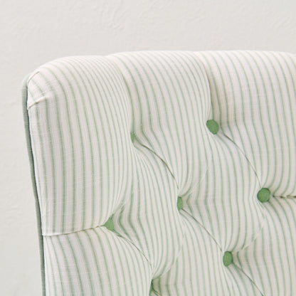 Custom Skirted Vanity Chair / Stool in Classic Green Striped- Pistachio Trim