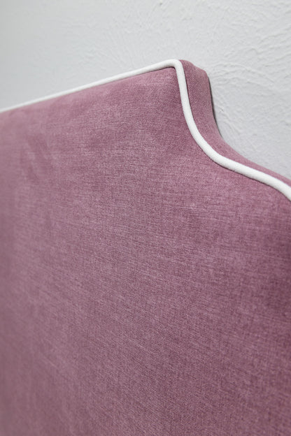 The Helena Queen Headboard - Lavender Woven Fabric - White Trim