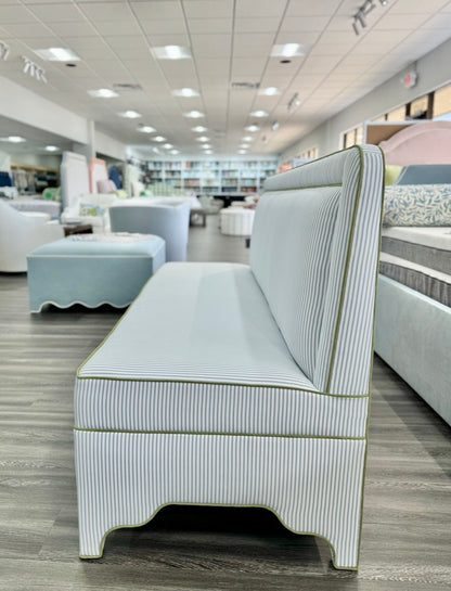 Lorraine Banquette – Perennials Striped Blue Fabric - Green Trim