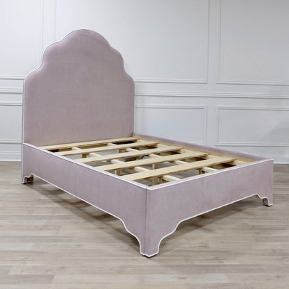The Rachel Queen Bed - Lilac Woven Fabric - White Trim