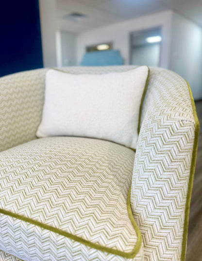 Custom Swivel Chair -  Kravet Olefin Fabric, Herringbone Texture Upholstery Fabric