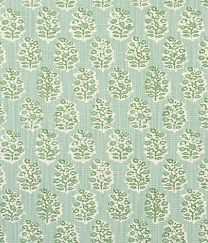 65” H Queen Headboard Only - Perry Floral Green - Sky Blue Trim