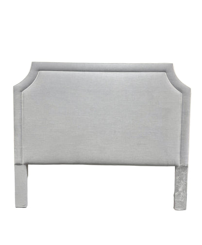 65"H King Headboard in Smoke Gray Woven Fabric - White Trim