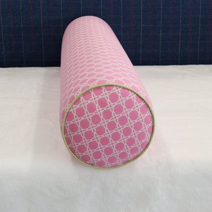 Handcrafted Bolster Pillow – Designer Decorative - Pink Lee Jofa Fabric - Foam Insert