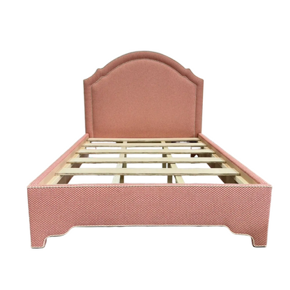 The Grace Queen Bed - Scalloped Legs - Schumacher Fabric - Cream Trim
