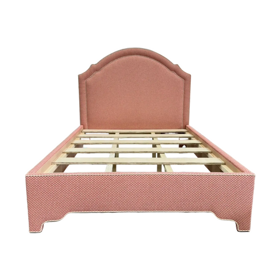 The Grace Queen Bed - Scalloped Legs - Schumacher Fabric - Cream Trim