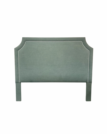 65"H King Headboard in Sage Woven Fabric - White Trim