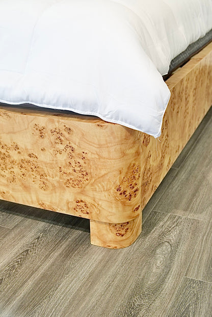 65"H Mappa Burlwood King Bed - Upholstered in Katsura Thibaut Fabric - Blue Trim