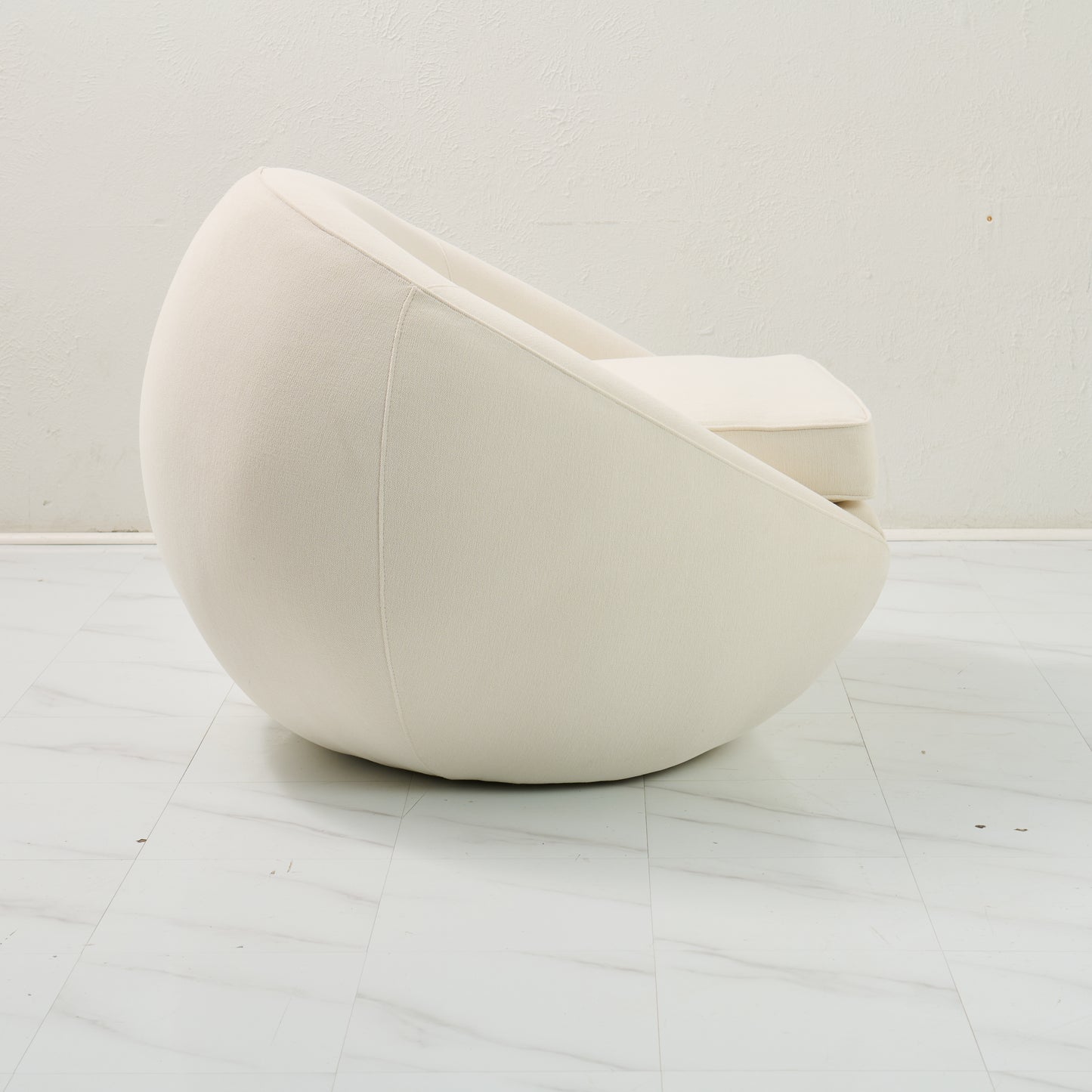 Modern Stationary Pod Chairs - Cream Upholstered Lounge Accent Chair