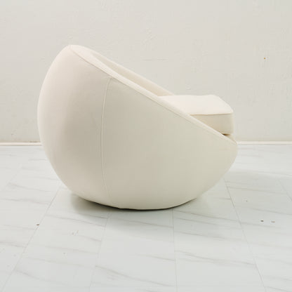 Modern Stationary Pod Chairs - Cream Upholstered Lounge Accent Chair
