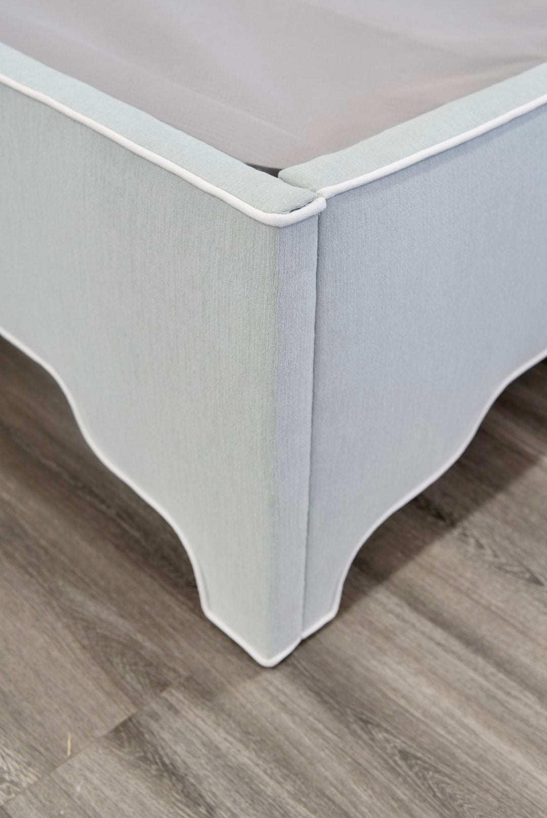 65”H Queen Upholstered Platform Bed - Seafoam Green Woven - White Trim