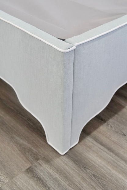 65”H Queen Upholstered Platform Bed - Seafoam Green Woven - White Trim