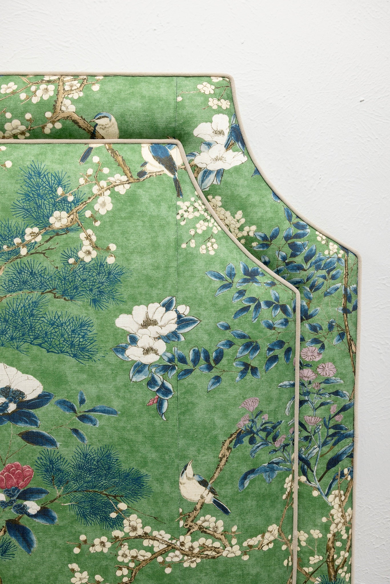 The Addison King Headboard - Katsura Thibaut Fabric - Beige Trim