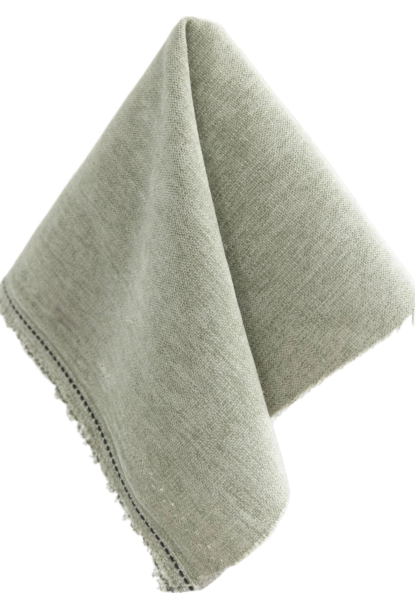 The Addison Queen Upholstered Platform Bed - Crypton Sage Linen Look Fabric - White Trim