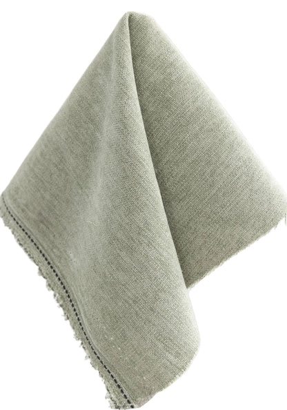 The Addison Queen Upholstered Platform Bed - Crypton Sage Linen Look Fabric - White Trim