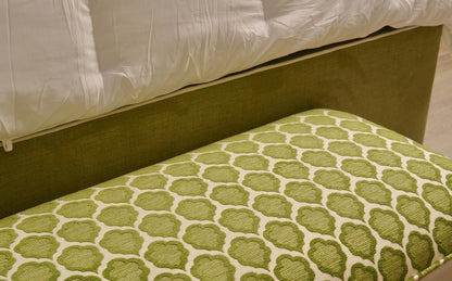50” L Scalloped End of Bed Bench in Green Thibaut Fabric