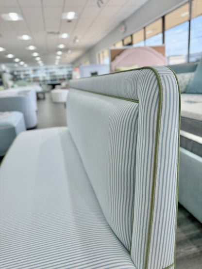 Lorraine Banquette – Perennials Striped Blue Fabric - Green Trim