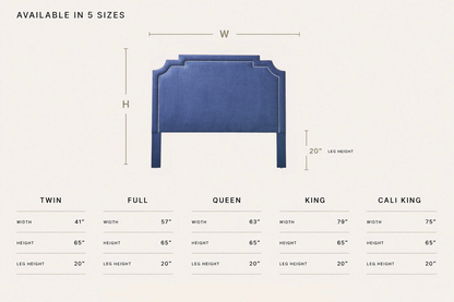 The Martha King Headboard - Navy Woven Fabric- White Trim