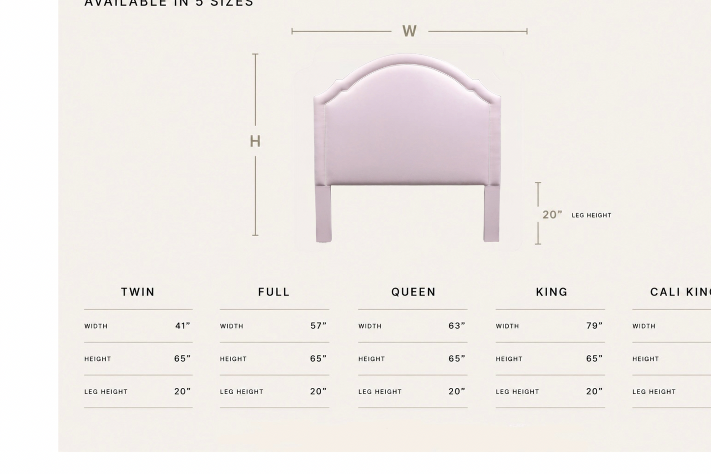 The Grace Queen Headboard - Powder Pink Woven Fabric - White Trim