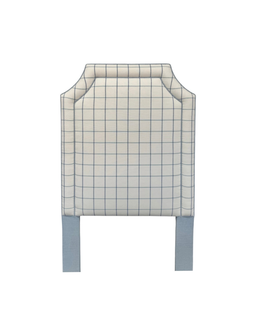 The Addison Twin Headboard - Checkered Fabric - Sky Blue Trim