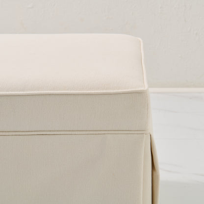 60"L Custom Skirted Bench - Off White Woven Fabric